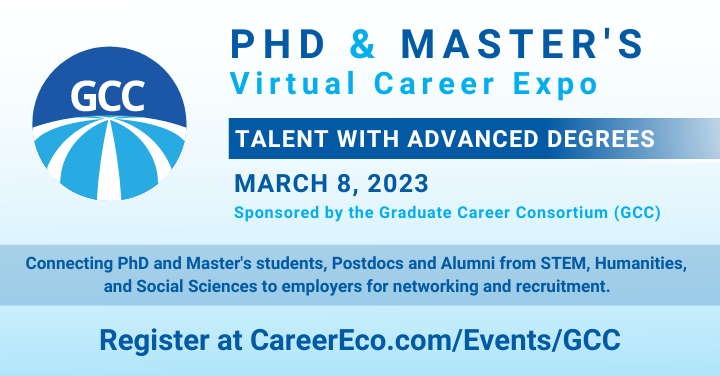 Register now for the PHD &amp; Master's Virtual Career Expo!