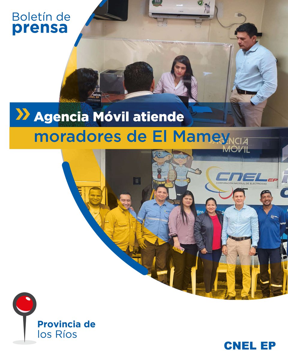 #LosRíos | Moradores del sector El Mamey en Babahoyo, son atendidos por nuestra #AgenciaMóvil, brindando información sobre subsidios y convenios de pago. 
Leer más:  cutt.ly/S3ITlpL

#CNELenTuSector