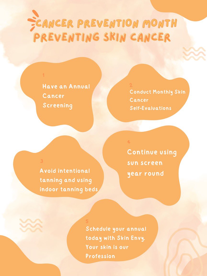 Tip Tuesday…. February is Skin Cancer prevention month. Here are a few recommendations from Skin Envy Dermatology.