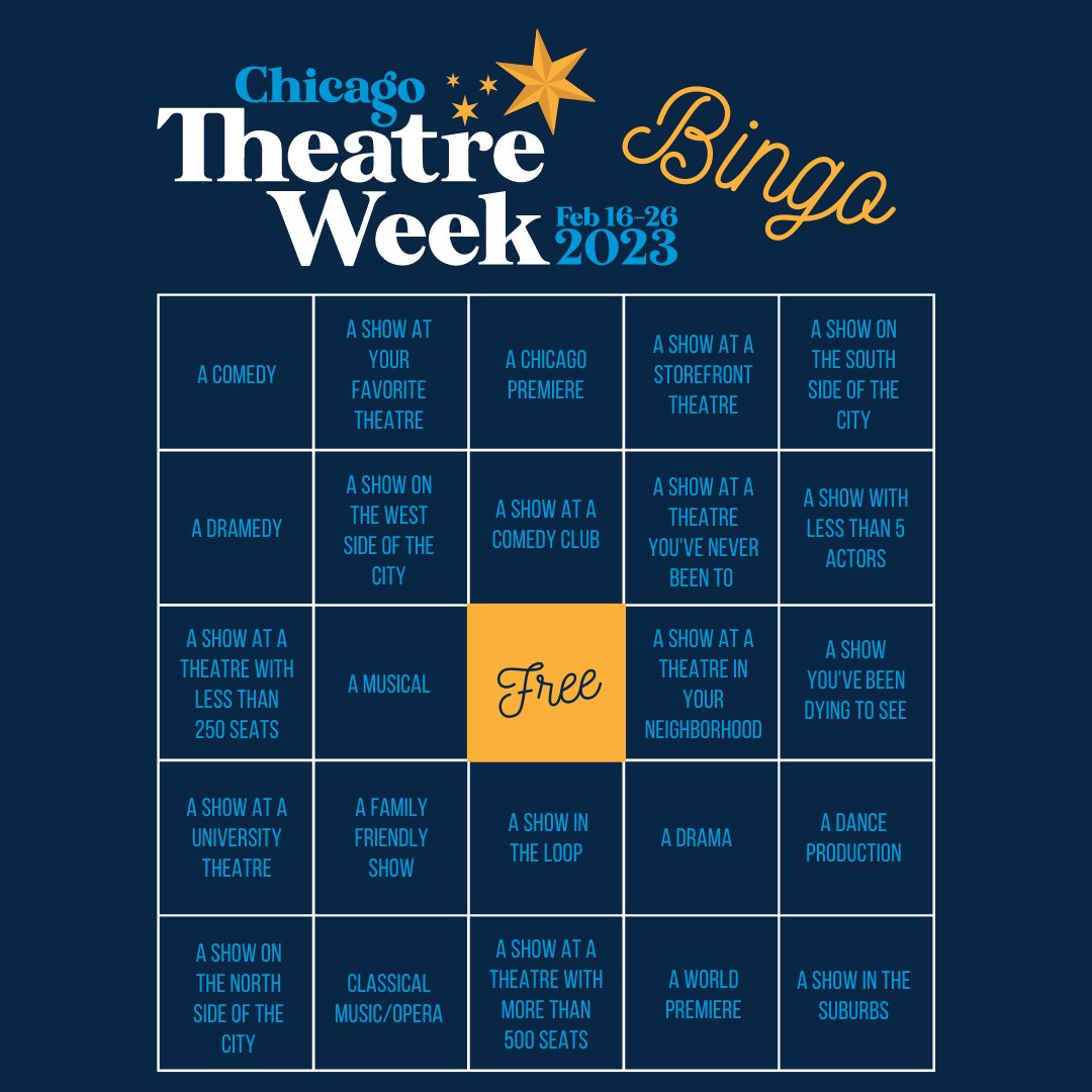 With the start of #ChicagoTheatreWeek this Thursday, February 16, it's time to play #CTW23 Bingo! Check out all the possible spaces you could mark off by seeing BOULEVARD OF BOLD DREAMS. Act fast, limited $15 tickets remain at ChicagoTheatreWeek.com! #ChicagoTheatre #ChiTheatre