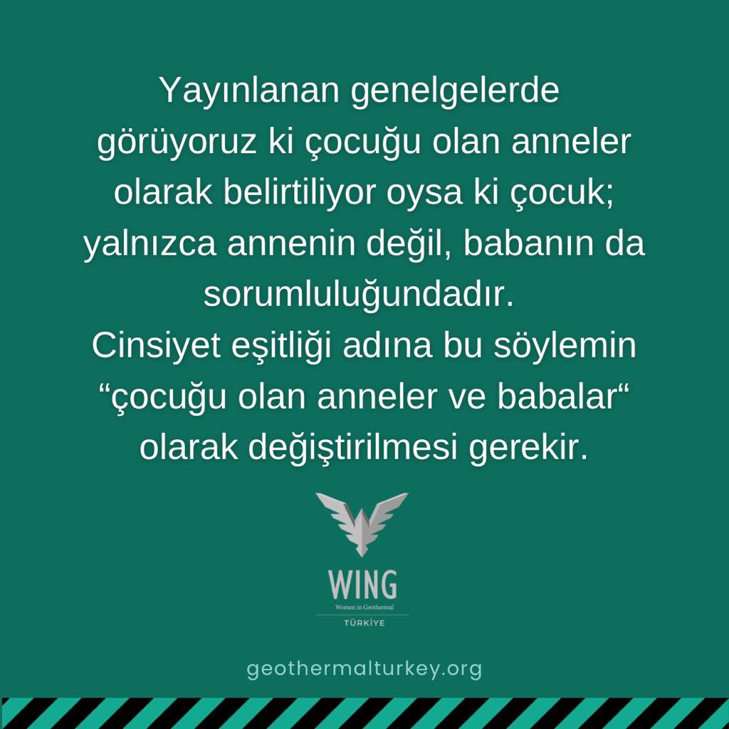 Yayınlanan genelgelerde görüyoruz ki cocuğu olan anneler olarak belirtiliyor oysa ki cocuk; yalnızca annenin değil, babanın da sorumluluğundadır.
Cinsiyet eşitliği adına bu söylemin
'çocuğu olan anneler ve babalar' olarak değiştirilmesi gerekir. #cinsiyeteşitliği