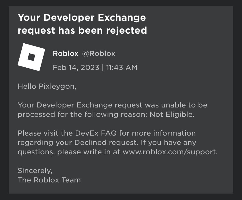 Developer Exchange (DevEx) FAQs – Roblox Support