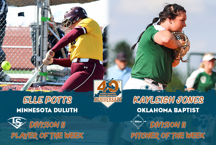 🥎 <a href="/UMD_Softball/">Bulldog Softball</a>'s Elle Potts &amp; <a href="/OBU_Athletics/">OBU Bison</a> Kayleigh Jones named D2 <a href="/sluggerFP/">Louisville Fastpitch</a> Player &amp; <a href="/wilsonballglove/">Wilson Baseball & Softball</a> Pitcher of the Week!
🔗bit.ly/3I1zUrj