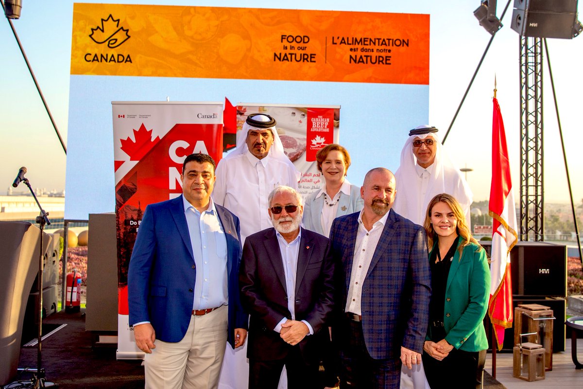 IsaboMartin's tweet photo. Taste of Canada 🍁 so nice to connect Canadian producers and suppliers of high quality seafood and beef exports 🦞🦀🥩from Coast to Coast 🇨🇦 with importers in Qatar 🇶🇦 🤝@AmbCanQatar @CanEmbQatar 👇 https://t.co/ifOD4HtIst