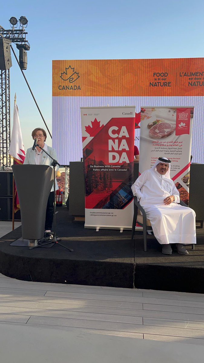 IsaboMartin's tweet photo. Taste of Canada 🍁 so nice to connect Canadian producers and suppliers of high quality seafood and beef exports 🦞🦀🥩from Coast to Coast 🇨🇦 with importers in Qatar 🇶🇦 🤝@AmbCanQatar @CanEmbQatar 👇 https://t.co/ifOD4HtIst