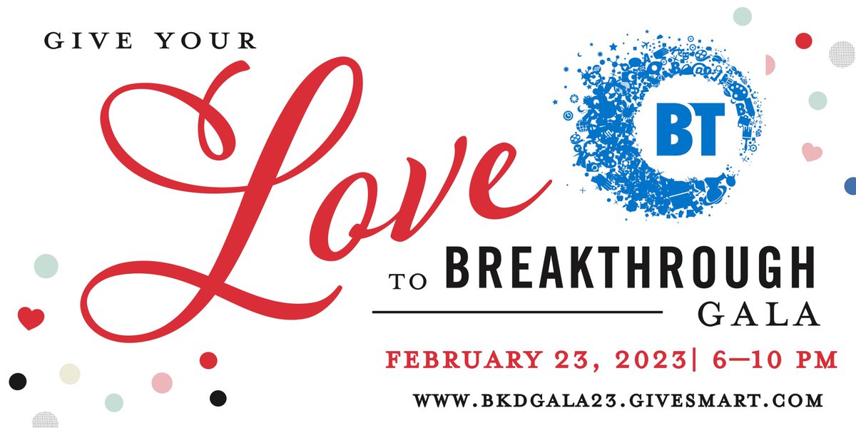 BreakthroughKD's tweet image. Happy Valentine’s Day! The Give Your Love to Breakthrough Celebration is just around the corner on February 23, 2023! Support with your love this year by attending, participating in the silent auction starting February 20 or donating!

e.givesmart.com/events/tTw/