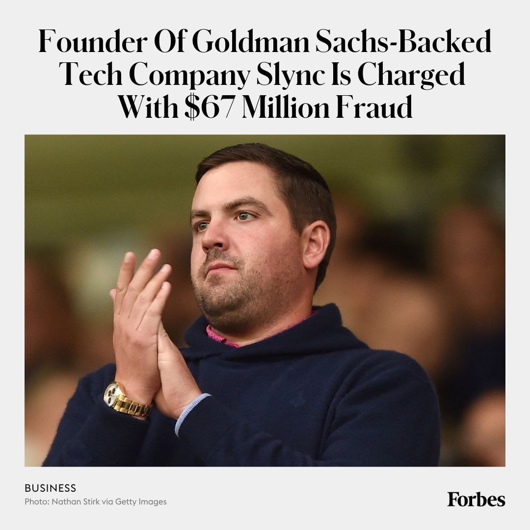Forbes's tweet image. Chris Kirchner, the founder of Slync, a $240 million logistics software company backed by Goldman Sachs, was charged with fraud by multiple federal agencies. trib.al/ItzcKBN
