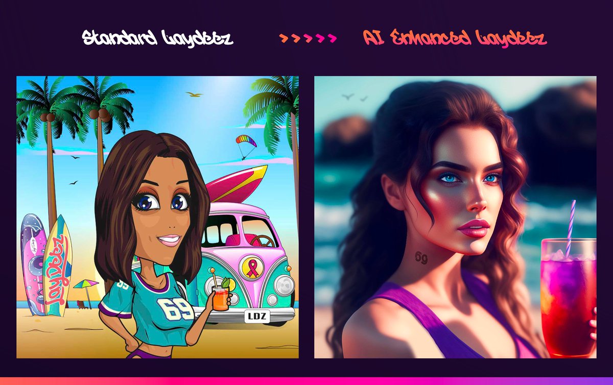 Laydeeznft's tweet photo. AI-generated LayDeez 😍 

#AInft #AIart #NFT #NFTcommunity #NFTs #NFTCommunity #nftart #NFTdrops #nftcollector #P2E #P2EGame #NFTGame https://t.co/RkgJlfzvm1