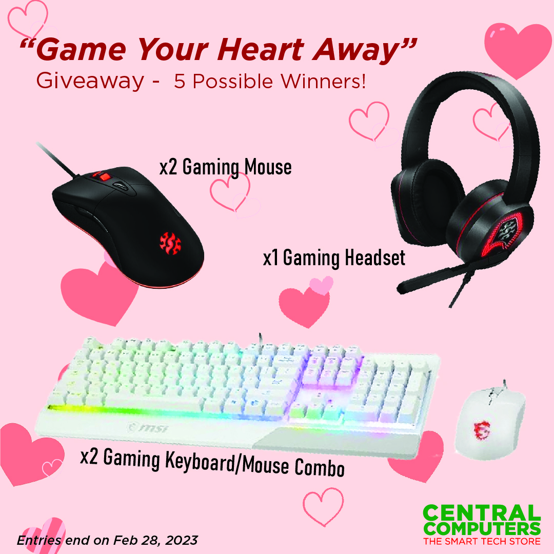 centralcomputer's tweet photo. Game Your Heart Away💘

Win your significant gamer a PC gaming accessory! Or win one for yourself.

Chance to Win:
👉 MSI Vigor GK30 Gaming Keyboard+Mouse
👉 ADATA EMIX H20 XPG Gaming Headset
👉 ADATA M20 Gaming Mouse

Join Today!
https://t.co/mMf8AG7AEG

*Restrictions may apply* https://t.co/1bGpkdtGZu