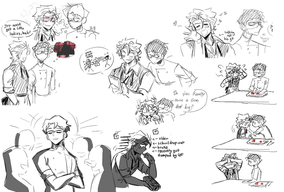 hankatun0921's tweet photo. cringefail dudenobody broke waiter guy named Rody !! hes workin as a waiter for @Ekrixart 's chef oc Vincent so he can make money n try to win back his ex girlfriend (he never will) . heres some art of him + sketches rix and i did on aggie !! #originalcharacter #characterdesign https://t.co/l1X2KxkBAA