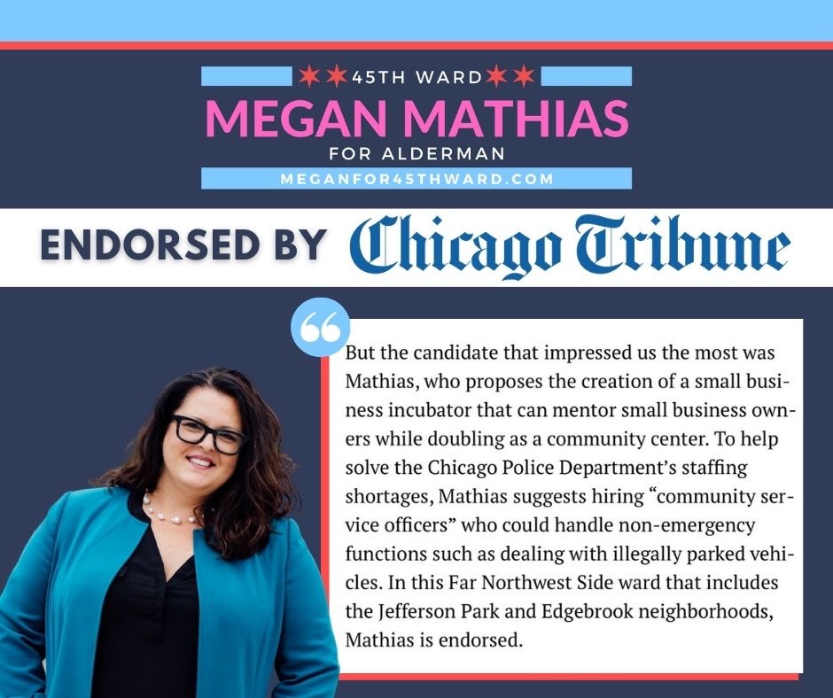 meganfor45th's tweet photo. Hot off the presses! 🎉I am thrilled to announce that the Chicago Tribune has officially endorsed my campaign for 45th Ward Alderman. Thank you for your support!
#MM45 #Meganfor45thWard #ChicagoTribune #ChicagoAlderman #Endorsement https://t.co/6ErbOlIoVz