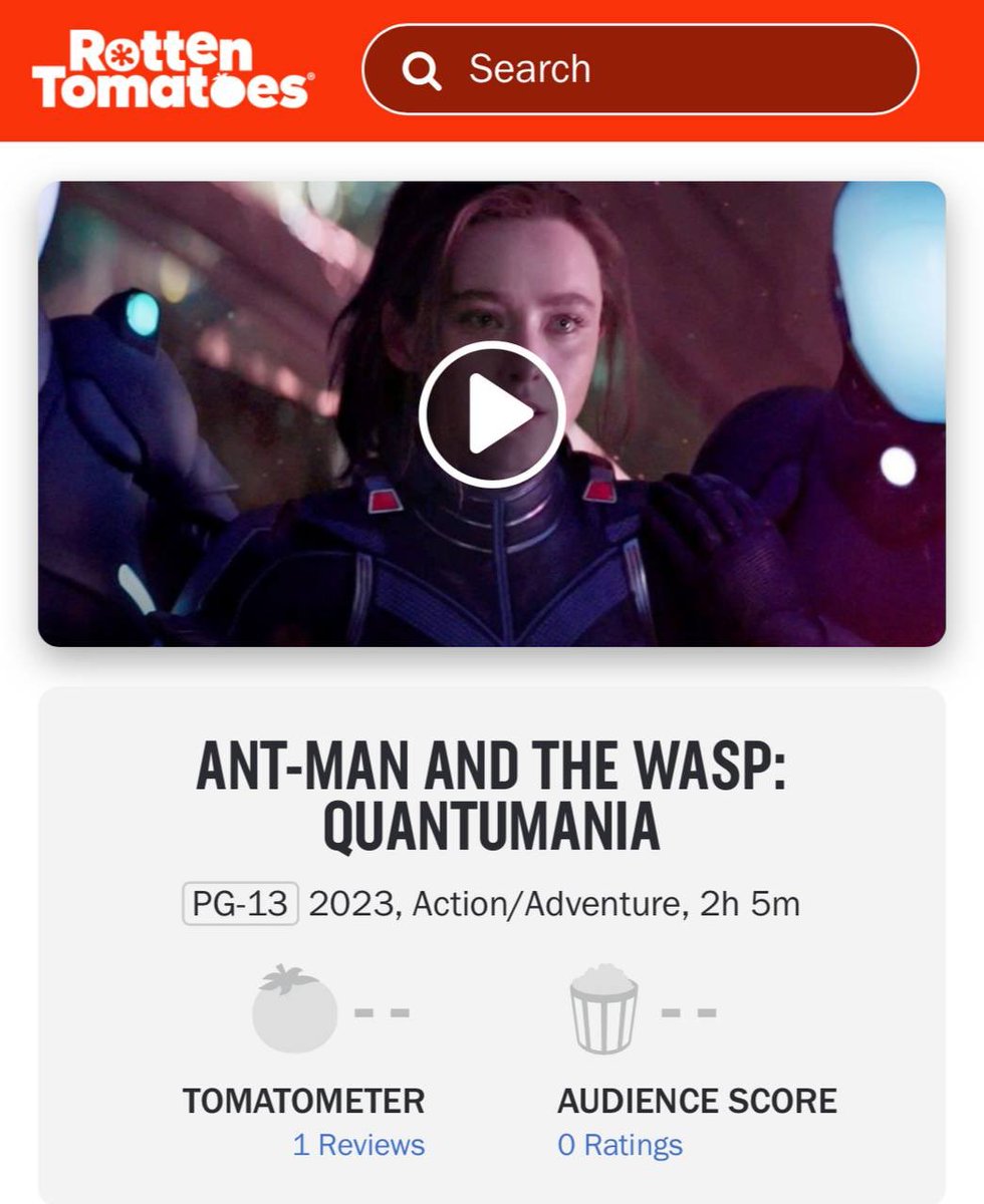 homeofmcu's tweet photo. #AntManandTheWaspQuantumania Early Review On Rotten Tomatoes🍅

#Marvel #MarvelStudios #MarvelComics #Kang #KangTheConqueror #Antman #TheWasp #CassieLang #HankPym https://t.co/YkGluBfpaJ