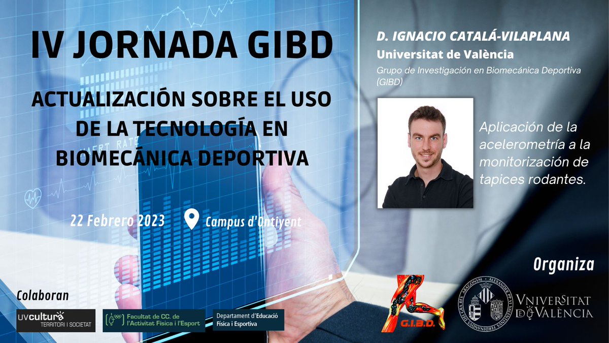 GIBD_UV (@gibd_uv) on Twitter photo 🗣️ 7o ponente de la IV JORNADA GIBD 🦿
Nuestro compañero <a href="/NatxoC11/">Natxo Catalá</a> también estará presente en esta jornada 👍🏻 para ofrecernos una de las ponencias de la tarde 📈🏃🏻
Inscripción 👇🏻
forms.gle/KYnSpzyYuvPNBG… 🗣️ 7o ponente de la IV JORNADA GIBD 🦿
Nuestro compañero <a href="/NatxoC11/">Natxo Catalá</a> también estará presente en esta jornada 👍🏻 para ofrecernos una de las ponencias de la tarde 📈🏃🏻
Inscripción 👇🏻
forms.gle/KYnSpzyYuvPNBG…