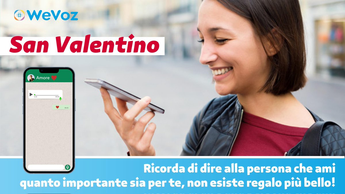 wevoz_com's tweet photo. Oggi non perdere l'occasione di dire alla persona che ami ciò che provi e quanto sia importante per te. 
Non esiste regalo più grande!
Free Your Voice! #SanValentino2023 #love #WeVoz https://t.co/TeT3TZoI9u