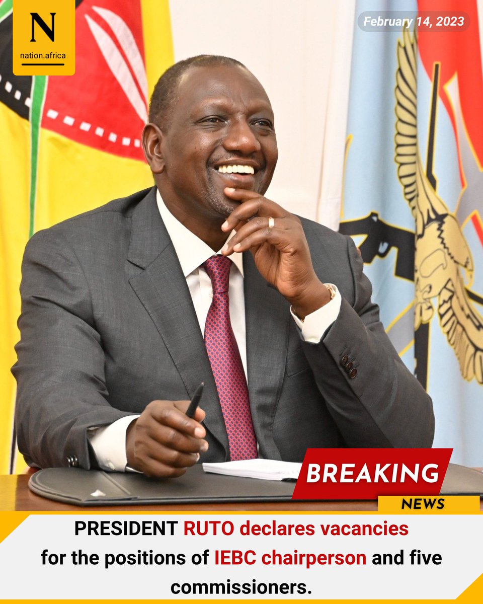 PRESIDENT RUTO declares vacancies for the positions of IEBC chairperson and five commissioners. bit.ly/3xiKndc
