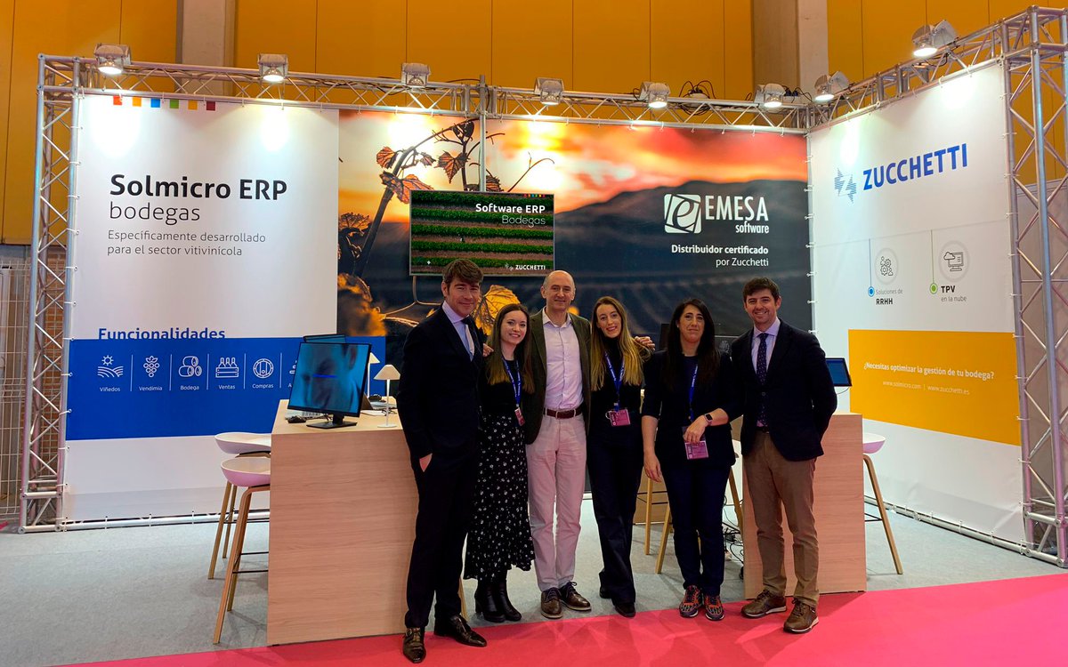ZucchettiSpain's tweet photo. ¡1ªJornada en #ENOMAQ acercando las TICs a las bodegas!🍇
Os esperamos hasta el viernes con nuestro Partner @EmesaTic y nuestras novedades para la digitalización de las bodegas
#SolmicroERPbodegas #TCPOS #Tilby #ZucchettiHR
¡Te invitamos! https://t.co/byfUX5KXuT
@ZucchettiSpa https://t.co/20CIg5EqjU