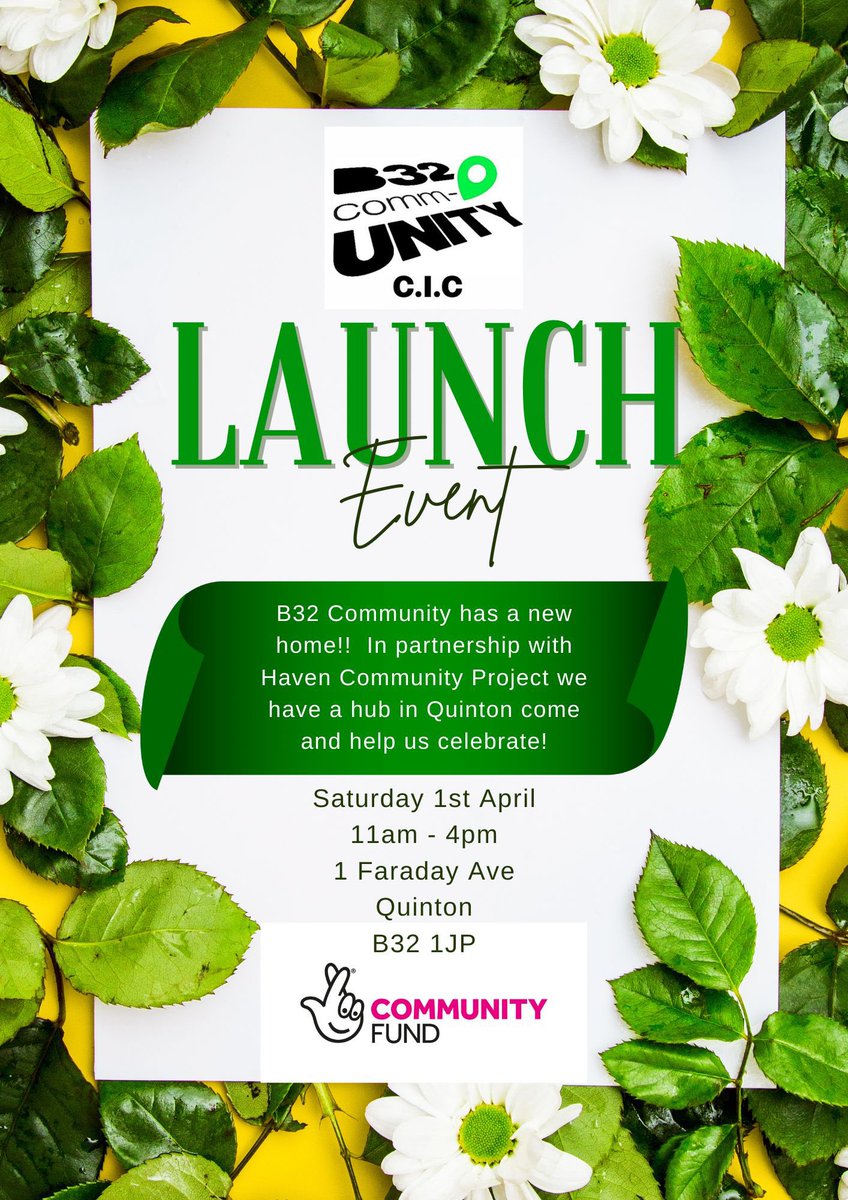 B32_COMMUNITY C.I.C (@b32community) on Twitter photo Spring is coming and so is our brand new <a href="/B32Community/">B32_COMMUNITY C.I.C</a> hub in Quinton! βοΈ Save the date!... Saturday 1st April from 11am-4pm. πΌAll welcome, come and take a look at what we've been up to and get involved with our plans and ideas! #B32CommUNITY!π Spring is coming and so is our brand new <a href="/B32Community/">B32_COMMUNITY C.I.C</a> hub in Quinton! βοΈ Save the date!... Saturday 1st April from 11am-4pm. πΌAll welcome, come and take a look at what we've been up to and get involved with our plans and ideas! #B32CommUNITY!π