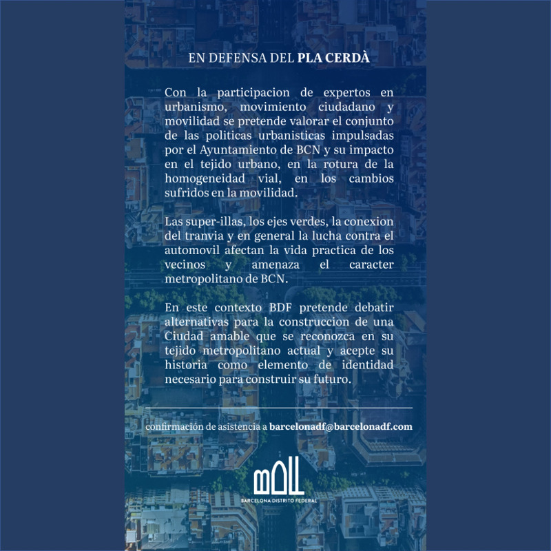 Barcelona_DF's tweet photo. ¿Deconstruir Barcelona? Construyamos una ciudad amable

📆15 de febrero, 18:30h
📍Pati Llimona
Confirmar asistencia: barcelonadf@barcelonadf.com
Expertos en urbanismo y movilidad valoraran los cambios hechos por el Ayuntamiento de Barcelona y el impacto que ha sufrido la ciudad