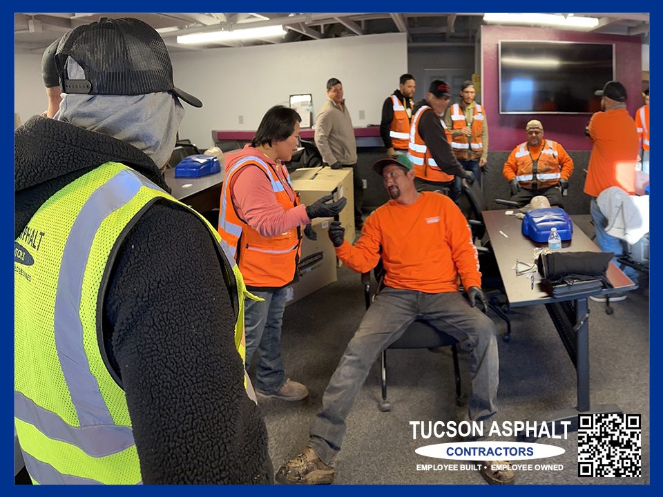 TucsonAsphalt's tweet photo. We're conducting some CPR training today; many laughs with this crew.
#employeebuilt #employeedowned https://t.co/uIA2qvBy0H