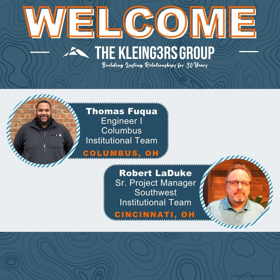 The Kleingers Group Family welcomes Thomas Fuqua and Rob LaDuke! 

Do YOU have what it takes to join Kleingers, TrueScan and SportWorks Design? If so, reach out today at kleingers.com/careers

The Kleingers Group -- the best career decision you'll ever make.