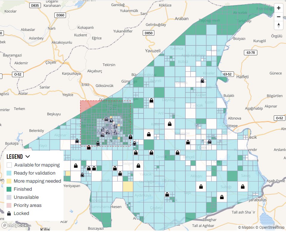 assocCartONG's tweet photo. 🌍 After a 1st session last week to #map regions affected by the #TurkeySyriaEarthquake, 17 of our volunteers contributed to project 14226 last night! Nearly 2200 buildings & 200km of roads have been mapped over those 2 #mapathons! We invite you all to keep contributing 🚨 https://t.co/pNZAcfAofp