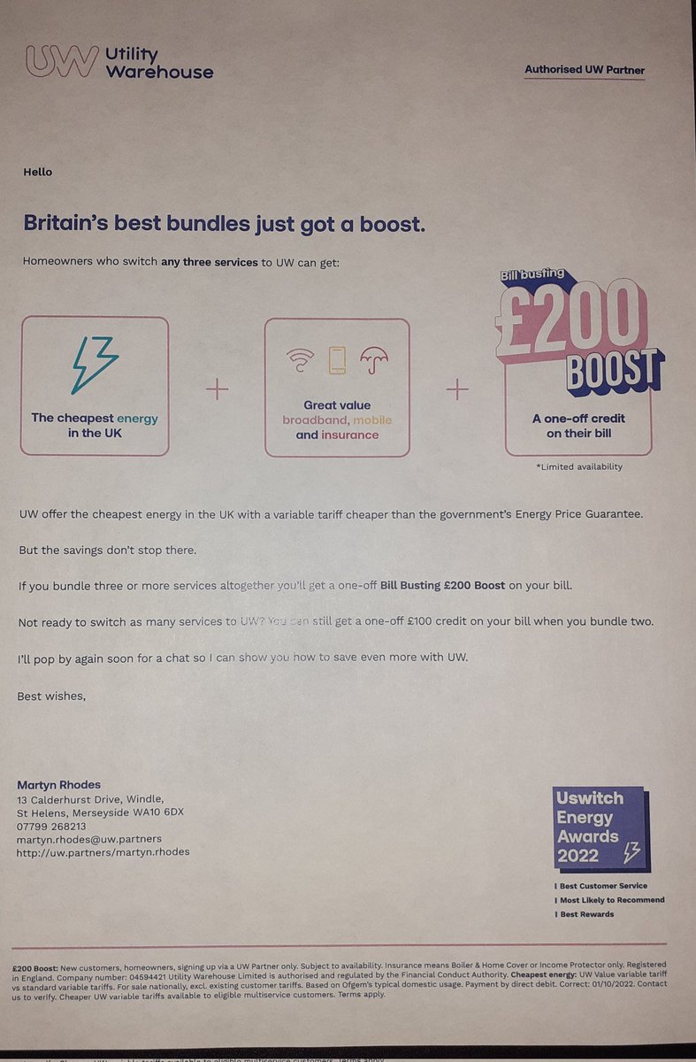 Save with the UKs CHEAPEST energy & get £200 off your bill 🤜
Call me on 07799 268213 for a free review of all your household bills 👍 
#firsttmaster #sthelenshour #haltonhour 
#Merseyside #Lancashire #Cheshire