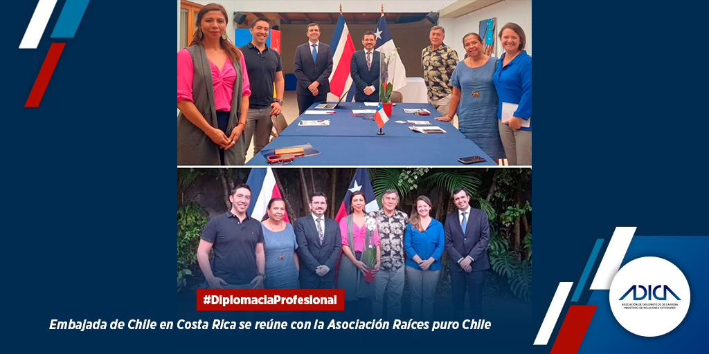 adicachile's tweet photo. En su labor de mantener estrecho contacto con los connacionales residentes, nuestra Embajada en Costa Rica se reunió con la directiva de la asociación de chilenos “Raíces Puro Chile”. 

En la reunión se abordaron los distintos proyectos planificados para este año.

#Diplomacia https://t.co/Gi369zR0Qg