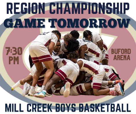 We need the Creek Freek’s &amp; ALL of Hawk Nation tomorrow at Buford Arena. Come out &amp; support <a href="/MillCreekGBB/">Mill Creek Girls Basketball</a> at 3PM &amp; get a bite to eat then cheer on the boys at 7:30PM.

<a href="/MCHarveyReports/">Harvey Reports</a> <a href="/MillCreekCheer/">Mill Creek Cheer</a> <a href="/MCFootballCoach/">Mill Creek Football</a> <a href="/MCHawksOfSteel/">Mill Creek Hawks Of Steel</a> <a href="/MCBoysTandF/">Mill Creek Boys T&F</a> <a href="/MCBOYSLAX/">Mill Creek Boys Lacrosse</a> <a href="/MCHawksBaseball/">Mill Creek HS Baseball</a>