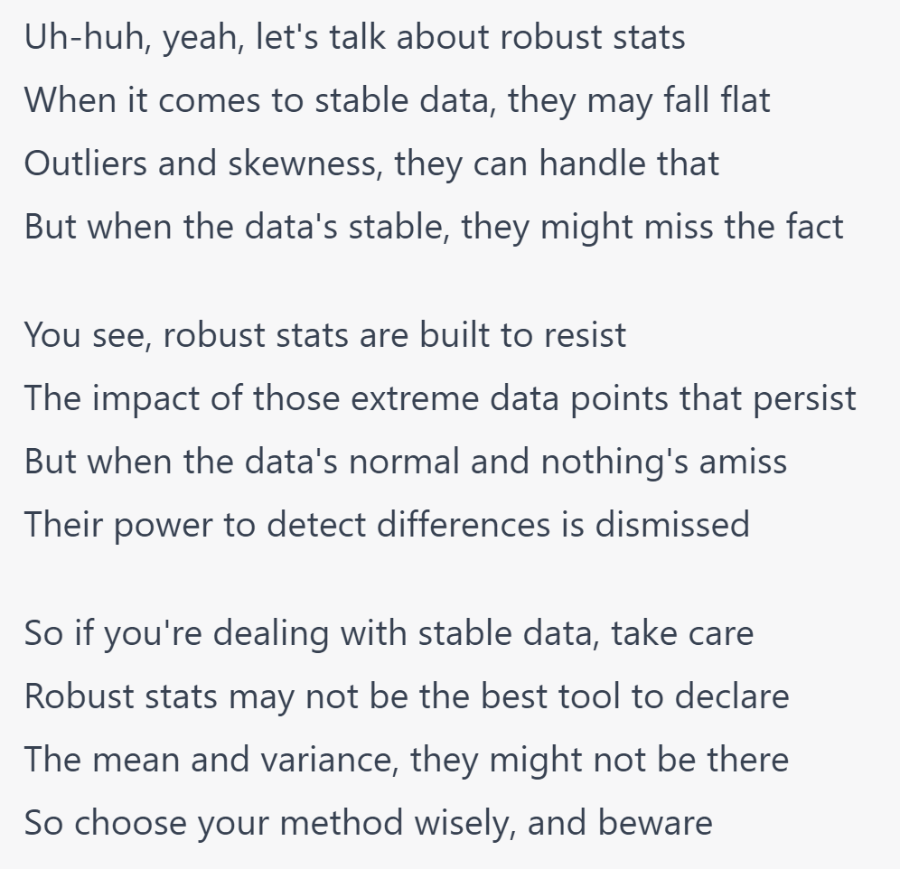 paulrottenberg's tweet photo. ChatGPT's first draft rap on the inherent deficiencies of percentiles in characterizing (certain fire service) data. https://t.co/q9lOj7KfUE