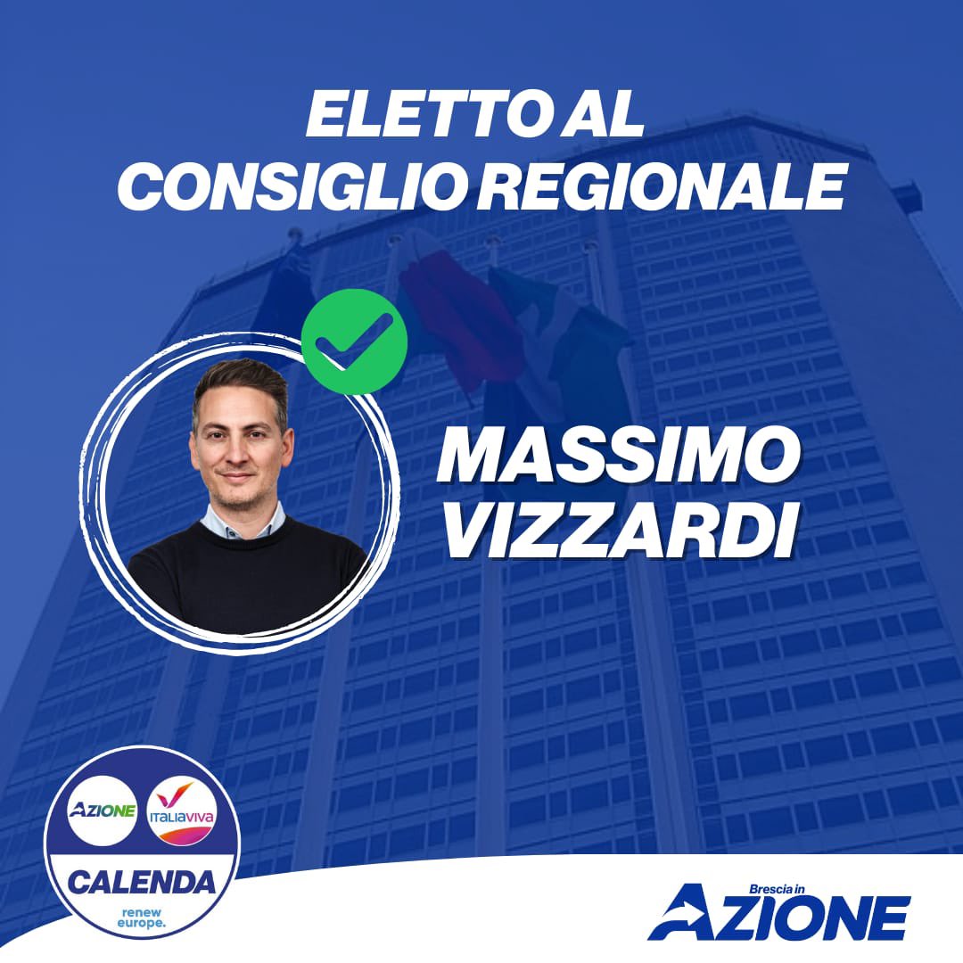 BresciaInAzione's tweet photo. Congratulazioni a Massimo #Vizzardi per l’elezione aL Consiglio Regionale della #Lombardia.
Tutta Brescia in Azione ti augura un buon lavoro.
@fabriziobenzoni
@msgelmini
@CarloCalenda
@Azione_it https://t.co/Ar8D27XzrY