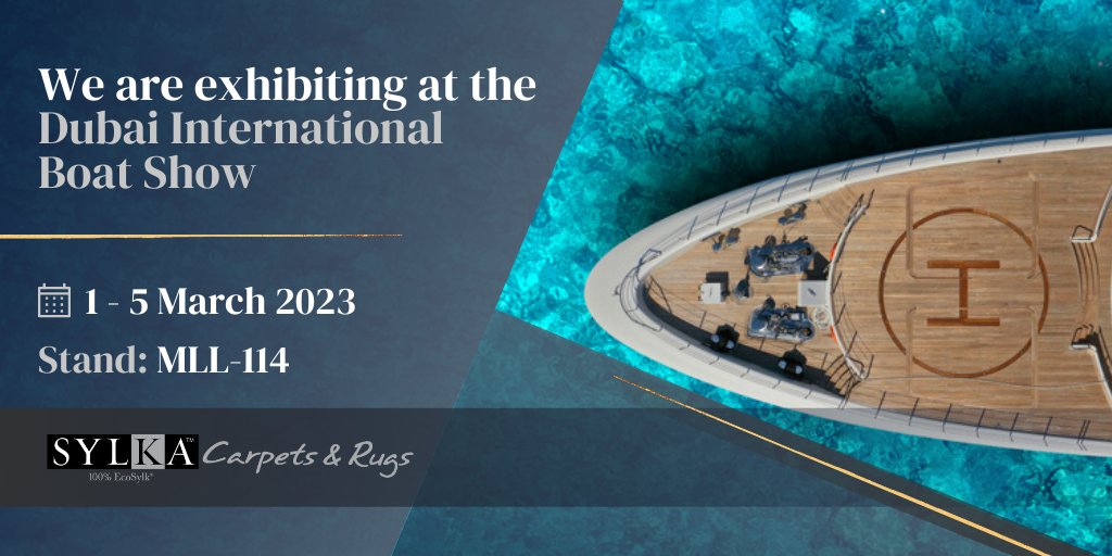 We are delighted to be exhibiting at the #DubaiBoatShow on 1 - 5 March.
 
You will get the chance to learn more about our EcoSylk™ sustainable carpet solution, and view our latest ranges of luxurious and sustainable #carpets.

Find out more: bit.ly/3YlDELm