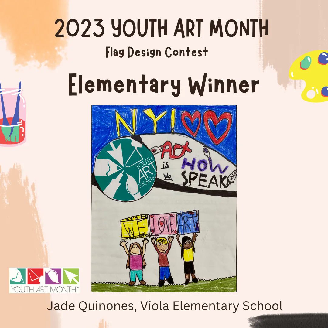 youthArtMonthNY's tweet photo. Congratulations to our 2023 YAM Flag design Elementary Winner #nysYAM2023 #youthartmonth https://t.co/LY3QGjJd4B