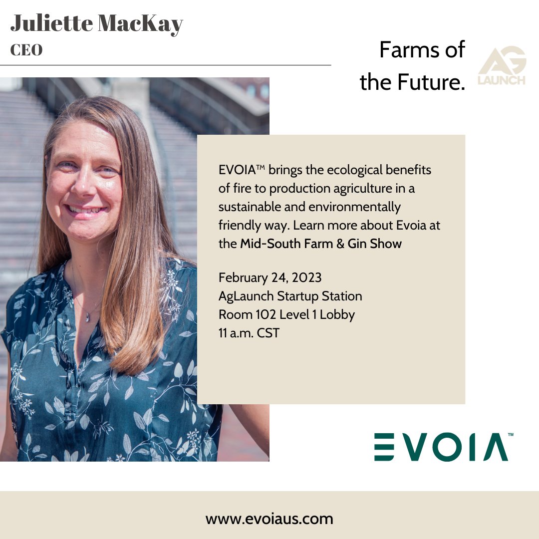 AgLaunch's tweet image. AgLaunch Startup Station @farm_gin_show is sure to be hot this year with EVOIA, a startup boosting soil health thru fire in the form of liquid applied biochar
#MSFGS2023 #farmandginshow #agtech