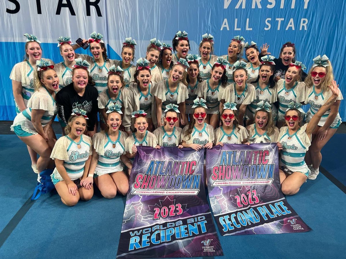 tomipenney's tweet photo. Congrats to my daughter Grace Penney and her Cheer Sport Sharks team Avalon on winning worlds bid at Atlantic Showdown in Moncton this past weekend! So excited for you all!🦈📣❤️ https://t.co/nogM1JcwOQ