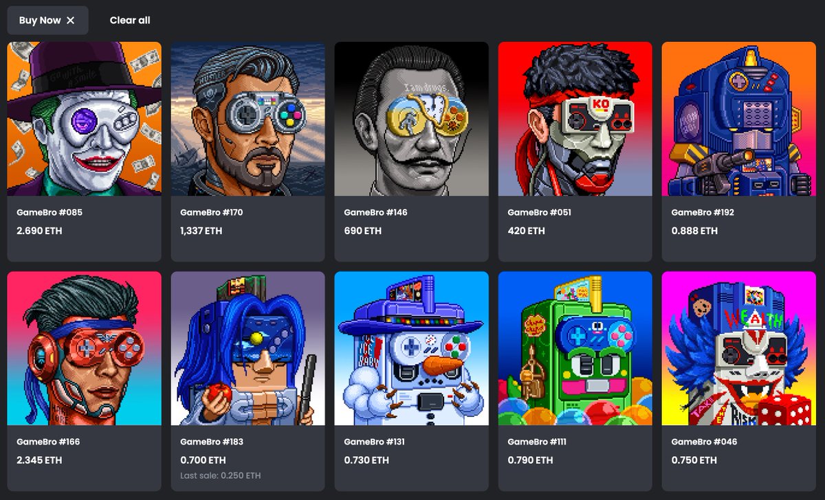 New listing GameBros today!
From 0.7 - 1,337 Eth
Wahhaha~
👉opensea.io/collection/gam…