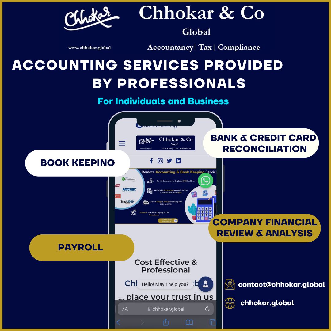ChhokarCoGlobal's tweet photo. We focus on reducing the time and costs of accounting for our clients by helping them with their management, accounting and tax preparation needs.
#accountants #USA #tax #bookkeeping #virtualaccounting #virtualbookkeeping #LosAngeles #cpa #payroll #businessownersusa #laaccounting https://t.co/i3zFz1ourd