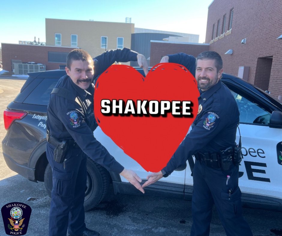 Roses are red,
Violets are blue,
Shakopee police officers,
Are here for you 

Happy Valentine's Day, Shakopee ❤️

#ValentinesDay