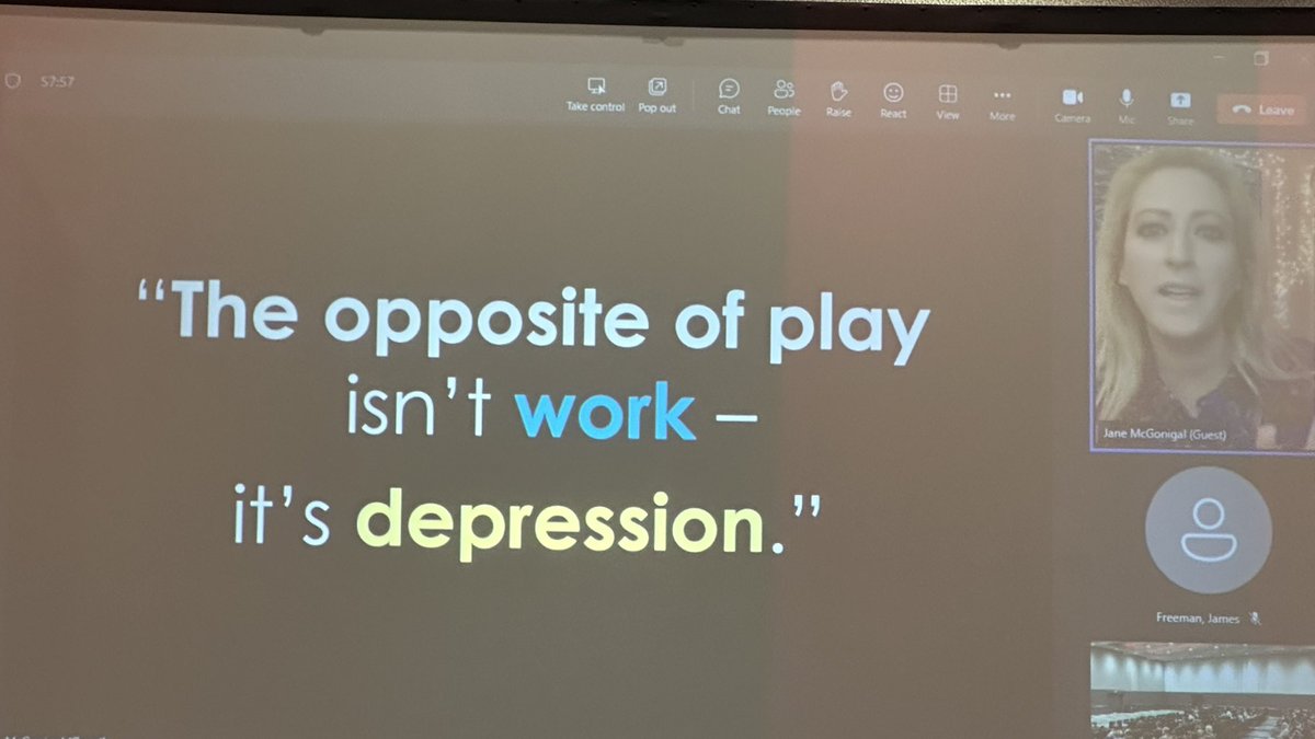 “The opposite of play isn’t work - it’s depression”. - Jane McGonigal #OETC23