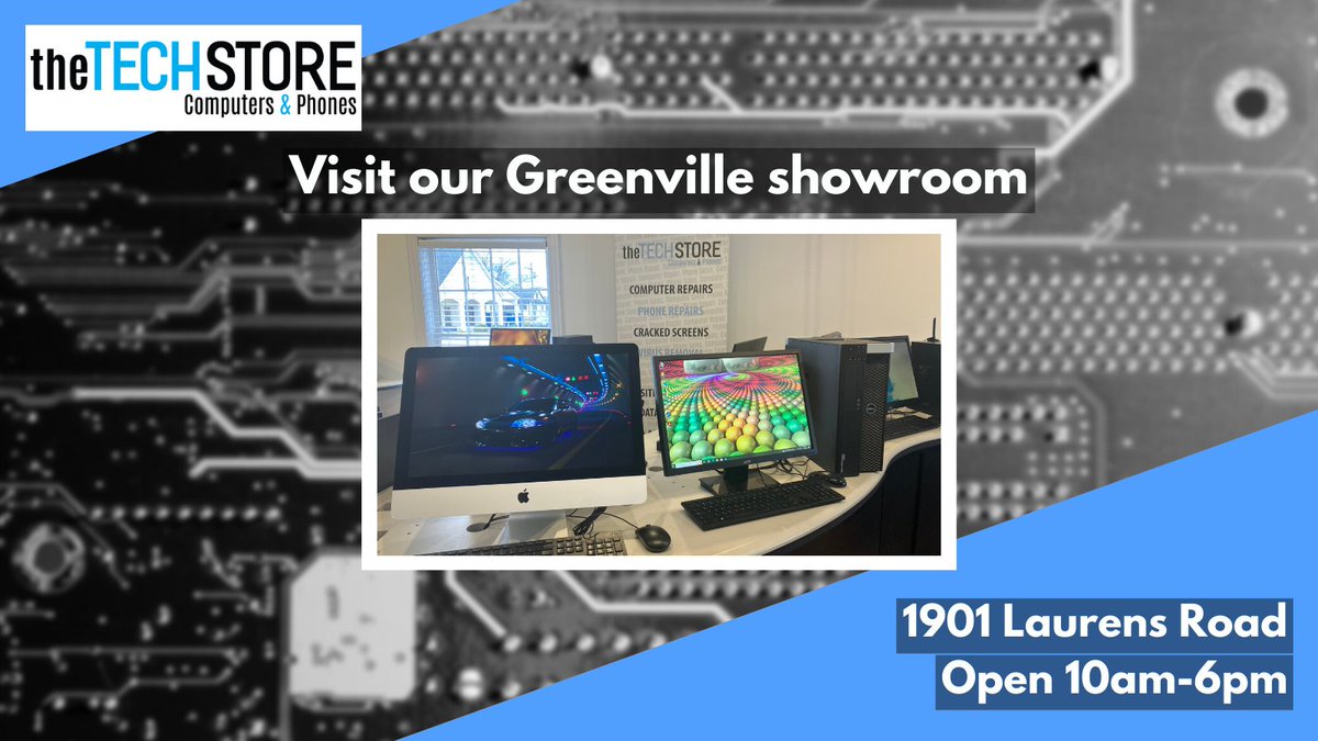 TheTechStoreSC's tweet image. Visit our Greenville showroom today to see our selection of Desktops and Laptops for sale.  1901 Laurens Rd. Greenville.  
We're open 10am-6pm Monday through Friday and 10am-3pm on Saturdays!