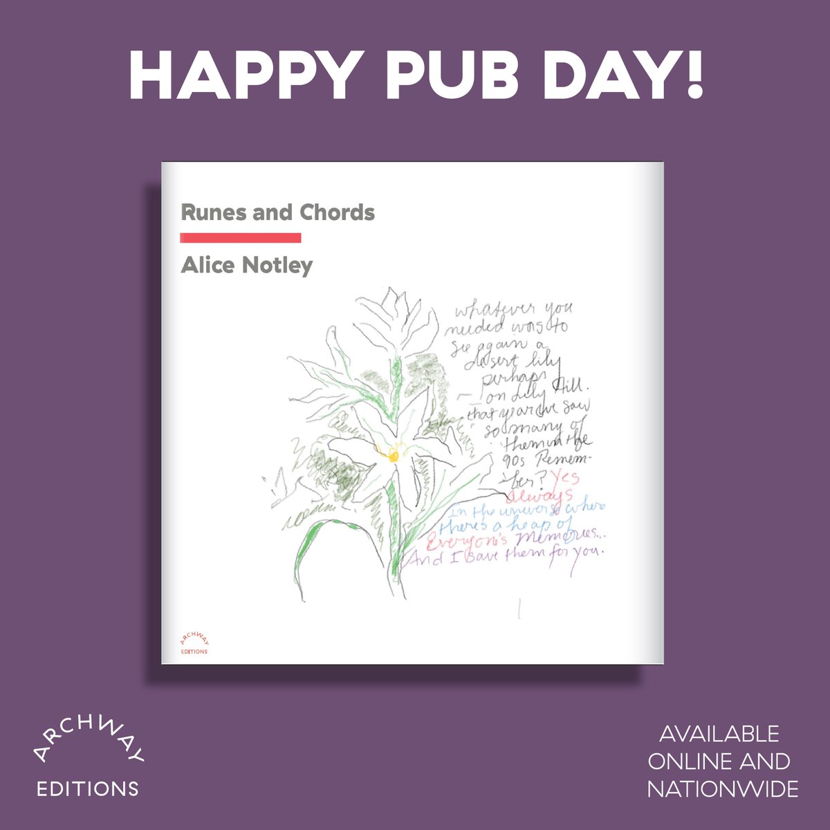 ArchwayEditions's tweet image. 🥳Happy Pub Day to @alice_notley's RUNES AND CHORDS!

💘💗A perfect Valentine's Day treat for the poet-artist in your life 💗💝