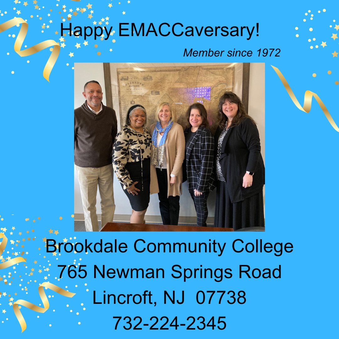 EMACCNJ's tweet photo. Congratulations #EMACCNJ member Brookdale Community College for membership in the Chamber since 1972! Founded in 1967 to build a community college for residents, Brookdale opened in September 1969 with 306 students. #monmouthcounty #communitycollege #NJColleges @BrookdaleCCNews https://t.co/h8wjYIwkYx