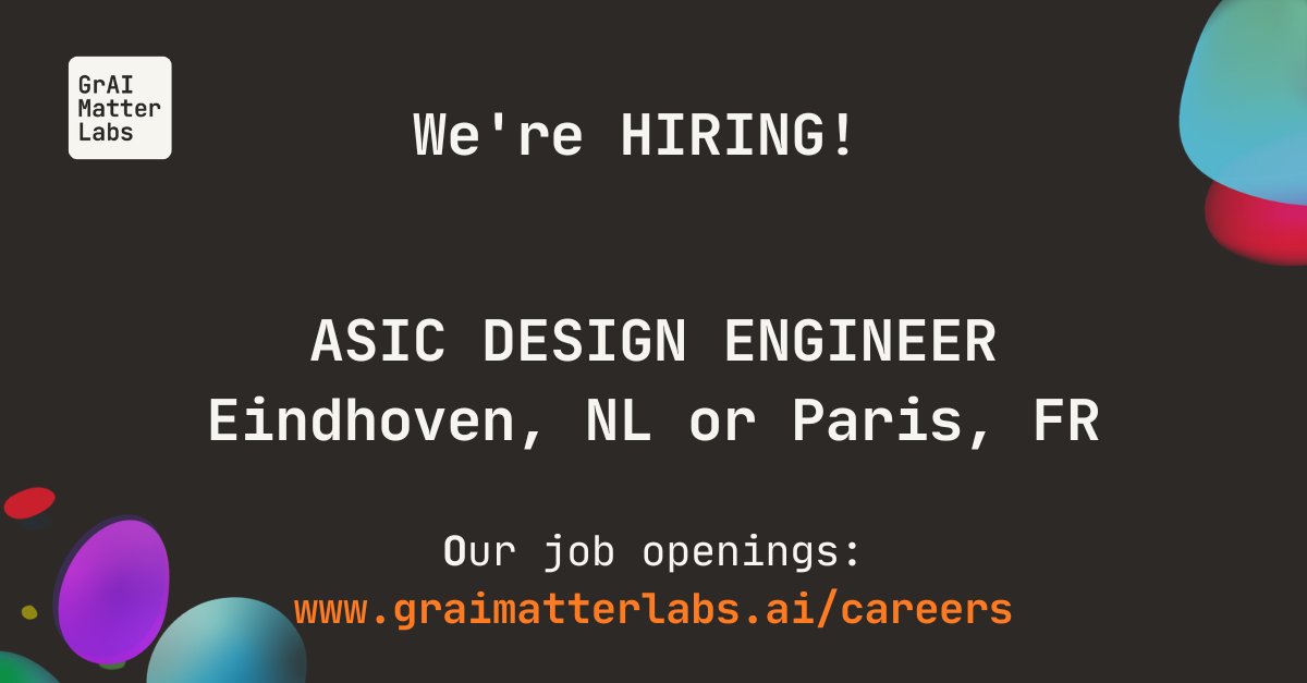 GrAI Matter Labs is hiring an ASIC Design Engineer! Join us in our Paris or Eindhoven office to help building our next brain-inspired #AI processor! 
Apply here: bit.ly/40RmBm4
 #Hiring #AIjobs #EngineeringJobs