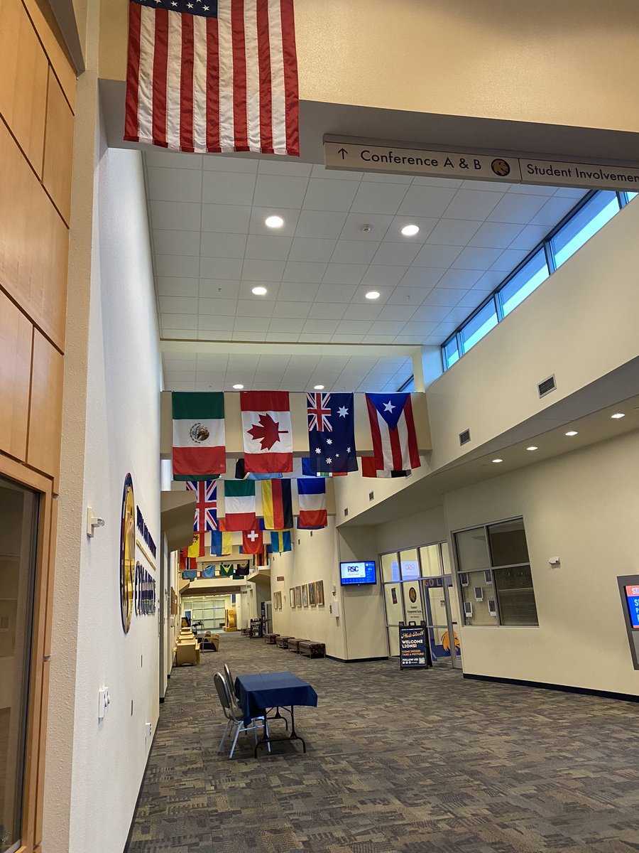 Hailey12G's tweet photo. All these flags represent how diverse and welcoming TAMUC is. @dralexthelion #tamuccob T6 https://t.co/ATvxgVeMh5