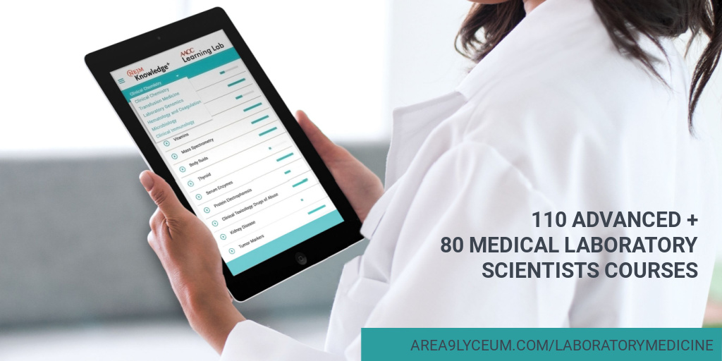 Stay up to date and sharpen your lab skills with 110 Advanced &amp; 80 Medical Laboratory Scientists Courses spanning across all disciplines of #laboratorymedicine . A source for providing #continuingeducation credits in the field. Start learning now: area9lyceum.com/laboratorymedi…