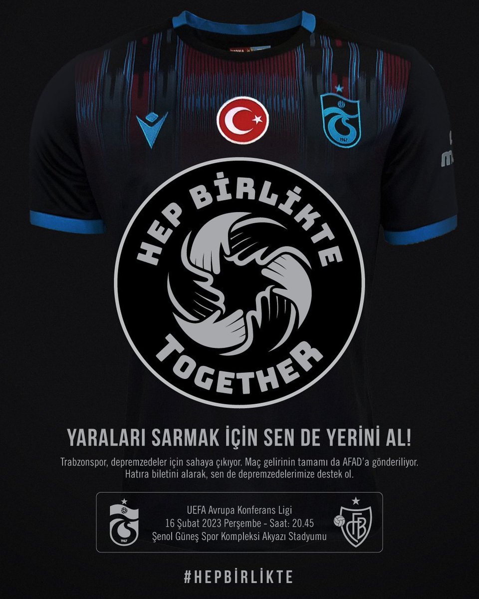 Türkiye olarak #HepBirlikte oynayacağımız ve tribün gelirinin deprem bölgesine aktarılacağı Basel maçının bilet satışları devam ediyor

Maç bileti 👉 bit.ly/3K3zNyj
Hatıra bileti 👉 bit.ly/3lyo1Sf