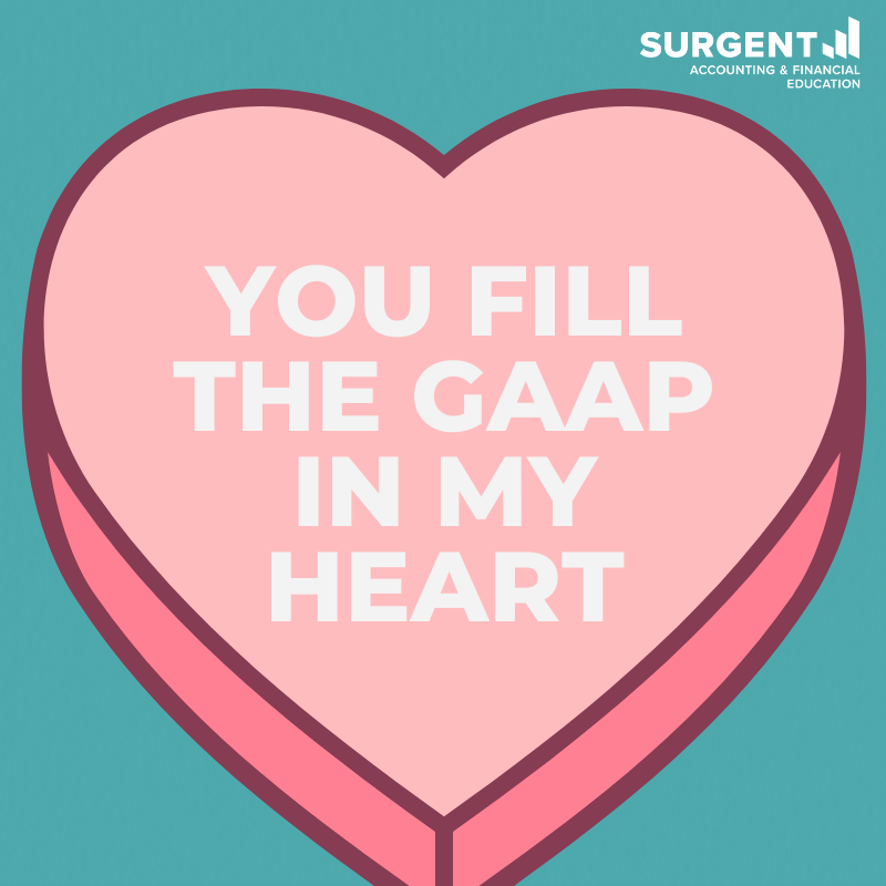 SurgentAFE's tweet photo. Looking to impress that special someone this Valentineโs Day?๐
Share your #accounting love with our digital #Surgent conversation hearts!๐๐โค๏ธ๐
#VDay #VDaycard #valentine #accountinghumor #HappyValentinesDay #ValentinesDay #GAAP #punny https://t.co/VNYzlW4dBo