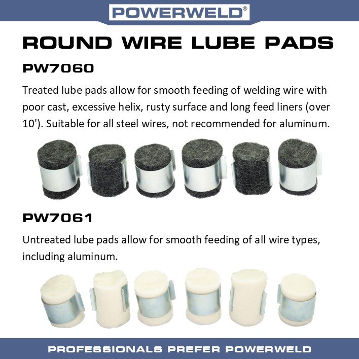 PowerWeld's tweet photo. Have you been trying to track down round wire lube pads? Don't worry, PowerWeld has you covered! We offer both treated and untreated lube pads for all wire types, including aluminum.

#weld #welding #GMAW #MIG #weldingwire #pw https://t.co/r9YbEwVA9O