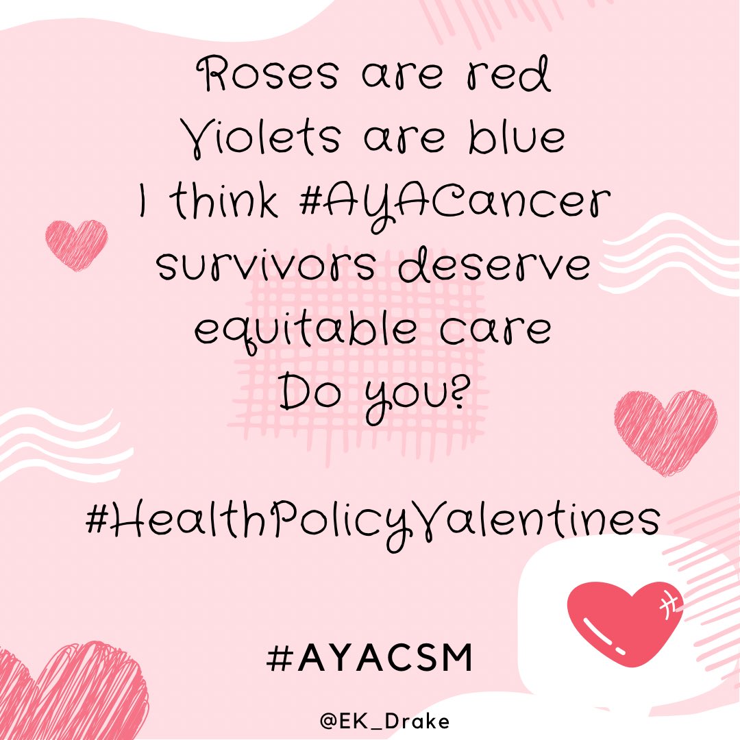 Time for my annual #HealthPolicy #Valentine 

This day and every day, let’s commit to building a healthier, kinder and more equitable 🌎

#AYACSM #TYACancer #YACancer #BTSM #BCSM #LCSM #GYNCSM #AYACancer #Kindness #Community