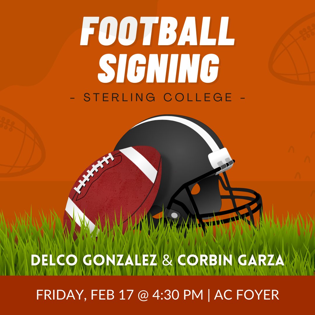 CaprockHigh_TX's tweet photo. Delco Gonzalez and Corbin Garza are signing their NLI to play football at Sterling College this Friday at 4:30 in the AC Foyer. If you can make it up there to support them please come join us. Thank you for all you do. https://t.co/AkAkhsLYau