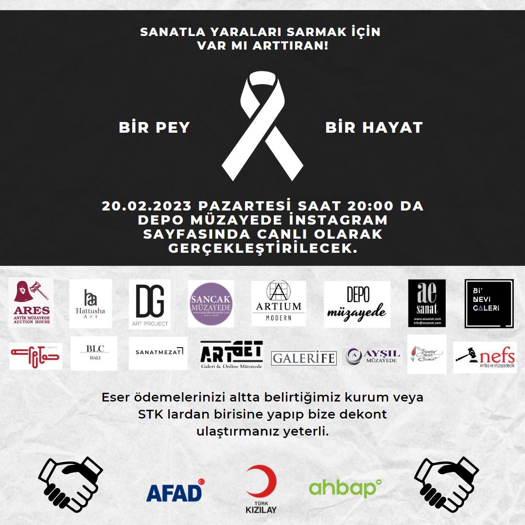 EsraGokagac's tweet photo. Yardım müzayedesi. İstanbul sanat galerileri ve müzayede firmaları. Ortak yardım müzayedesi. #depremsondakika #Tayyip #öldü #AFAD #Ahbap #artget #galeriartget https://t.co/gJH9L4qvyO